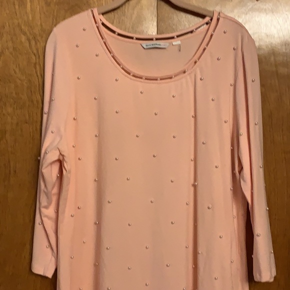 Isaac Mizrahi Live faux pearl 3/4 sleeve tee, XL - Picture 2 of 2